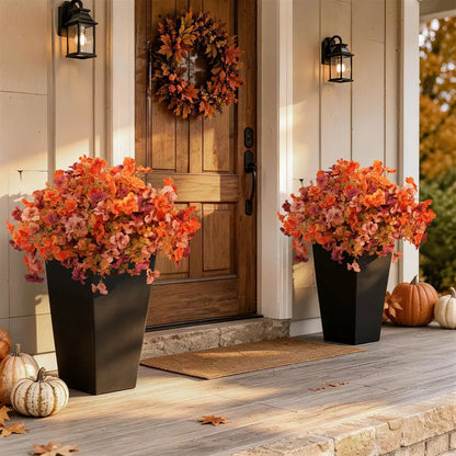 Artificial Fall Flowers in Black Planters