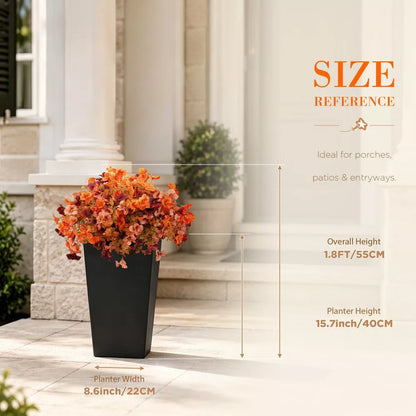 Artificial Fall Flowers in Black Planters