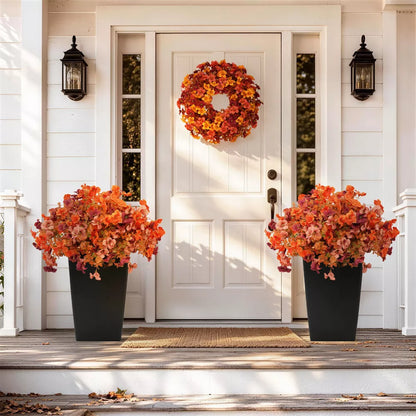 Artificial Fall Flowers in Black Planters