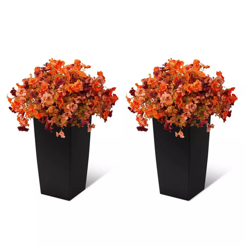 Artificial Fall Flowers in Black Planters