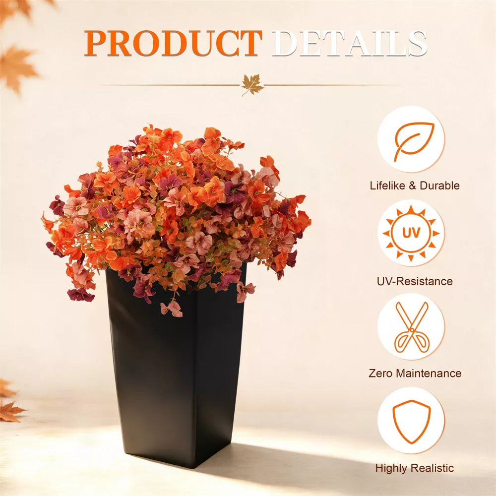 Artificial Fall Flowers in Black Planters